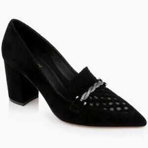 Brand New L'AGENCE Black Leather Suede Pointy Toe Eleonore Pump Size 6